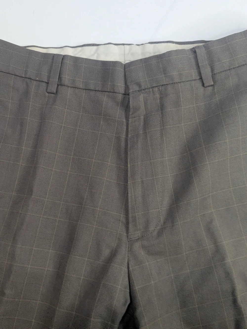 Banana Republic Modern Fit Dress Pants Mens 33x32 Brown Glen Plaid Trousers EUC